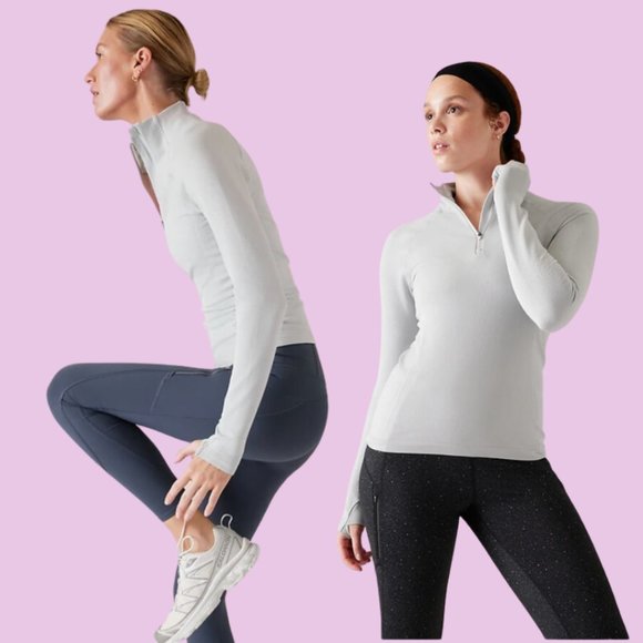 Athleta FLURRY HALF ZIP MOCK NECK TOP - Picture 2 of 2